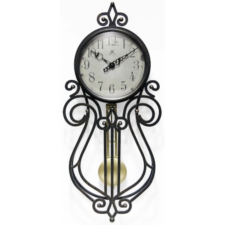Infinity Instruments Pendulum Wall Clock - 20" Tall x 9" Wide Plastic Wall Clock 20068AG-4420